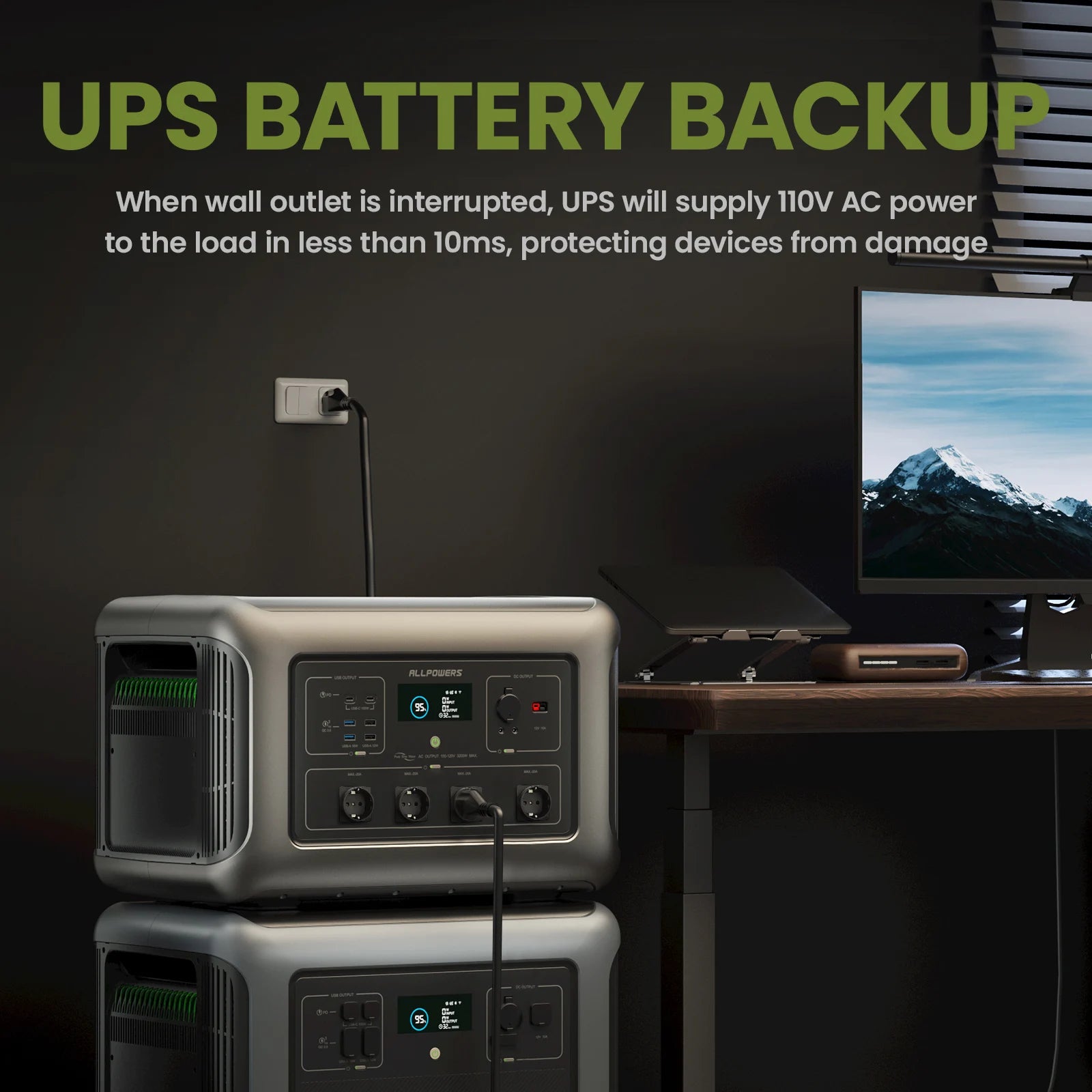 ALLPOWERS R3500 Portable Power Station with B3000 Expandable Battery 3500W 6336Wh LiFePO4 Battery Solar Generator for RV Camping