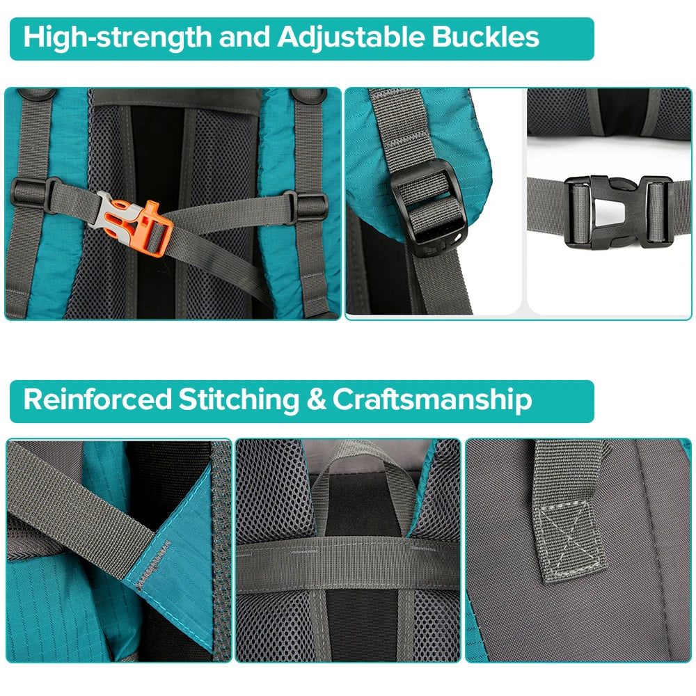 70L Mountaineering Bag Outdoor Sports Backpack Waterproof Hiking Backpack Camping Climbing Rucksack Travel Trekking Rucksack