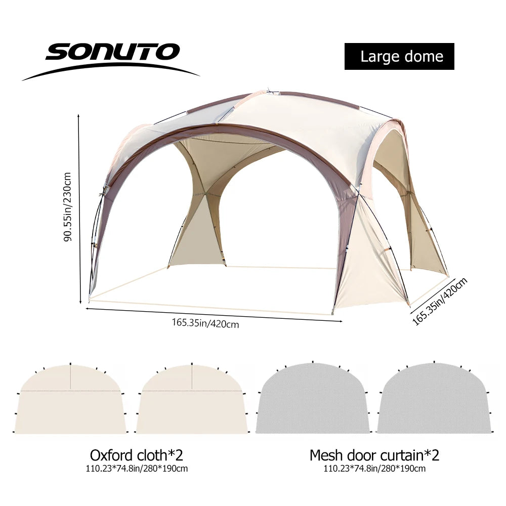 Sonuto Dome Canopy Large Tent Outdoor Extra Large Camping Awning Outdoor Sun Protection Hiking Rainproof Pavilion Anti-Mosquito