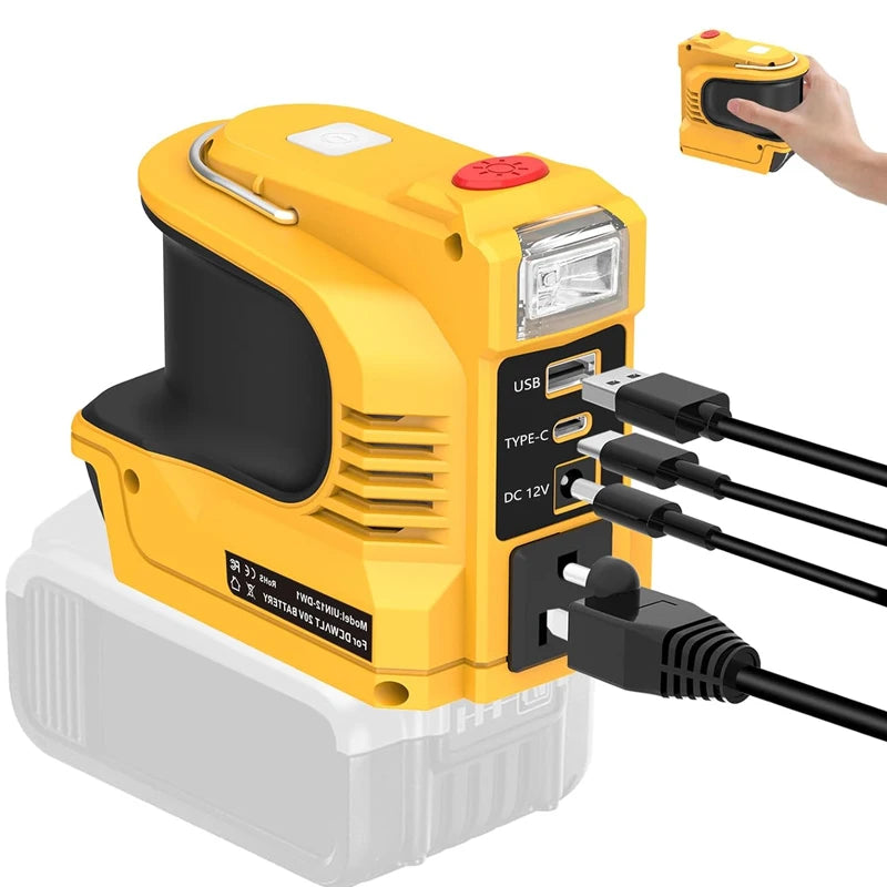 180W Battery Adapter for Dewalt 20V Li-ion Battery with USB&Type-C Fast Charging DC 20V To AC  Power Charger 110V/220V Inverter