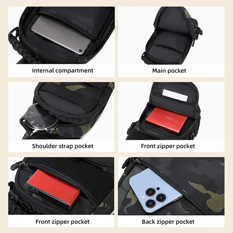 Camping Chest Bag Tactical Backpack for Men Sports Shoulder Outdoor Hiking Climbing Cycling Fishing MOLLE Sling Bag Fanny Pack