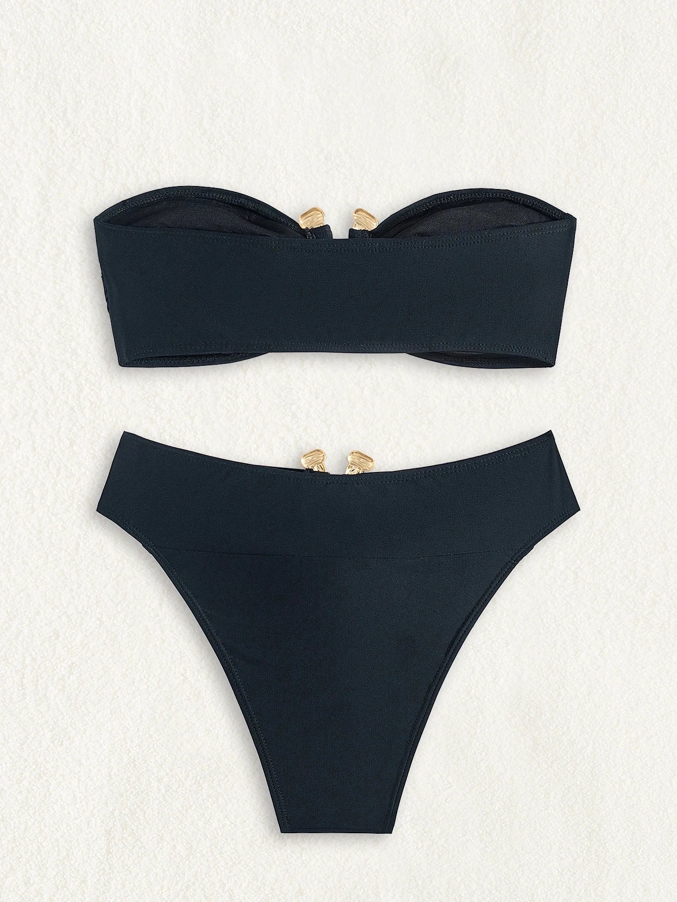 Strapless Solid Split High Waist Swimsuit