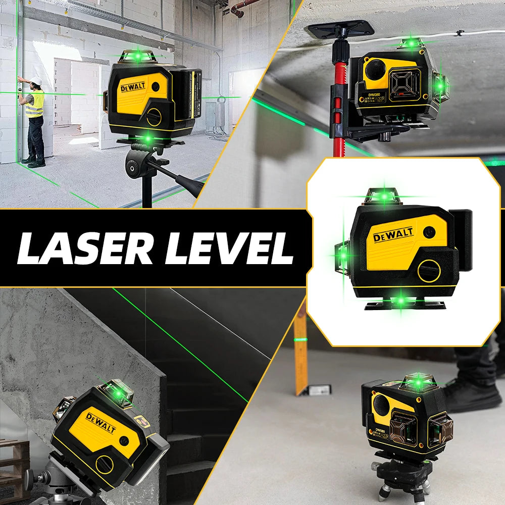 Dewalt 4D 16 Lines Laser Level Horizontal And Vertical With Remote Control And Bluetooth Speaker 360°Self-leveling Laser Levels
