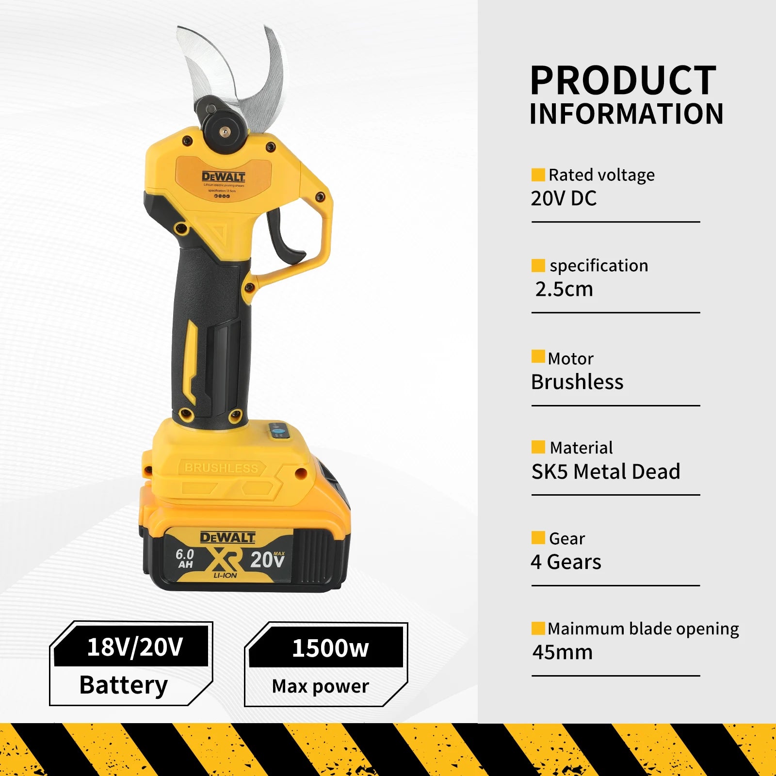 Dewalt Brushless Electric Pruning and Gardening Tool Is Suitable for Pruning Fruit Trees and Comes with An Adaptive Battery