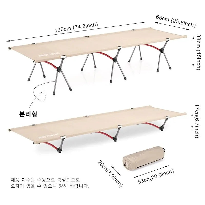 WESTTUNE Camping Cot Portable Folding Bed Ultralight Aluminum Alloy Sleeping Cot for Outdoor Hiking Backpacking Travel