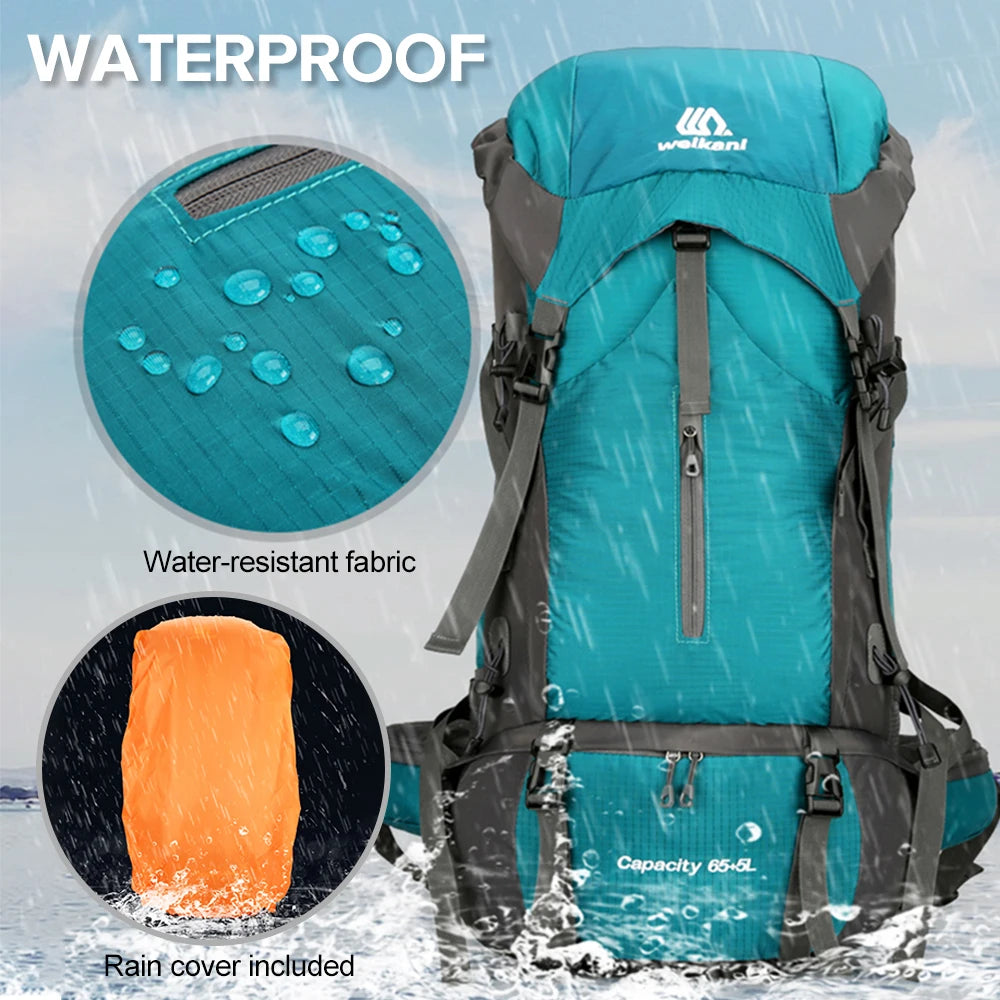 70L Mountaineering Bag Outdoor Sports Backpack Waterproof Hiking Backpack Camping Climbing Rucksack Travel Trekking Rucksack