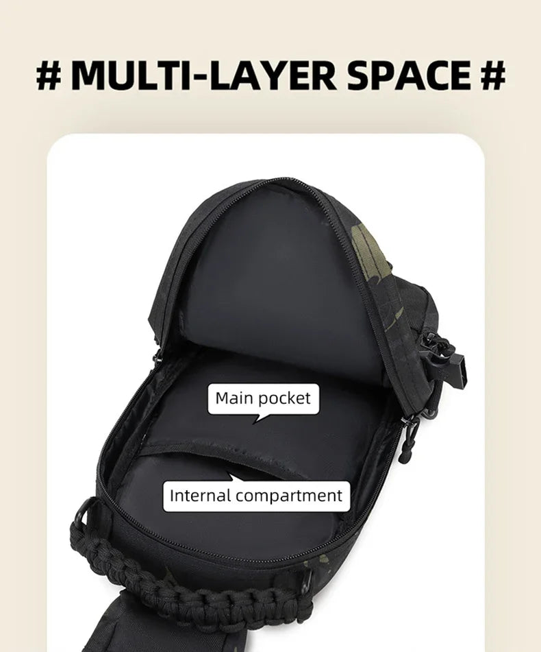 Camping Chest Bag Tactical Backpack for Men Sports Shoulder Outdoor Hiking Climbing Cycling Fishing MOLLE Sling Bag Fanny Pack