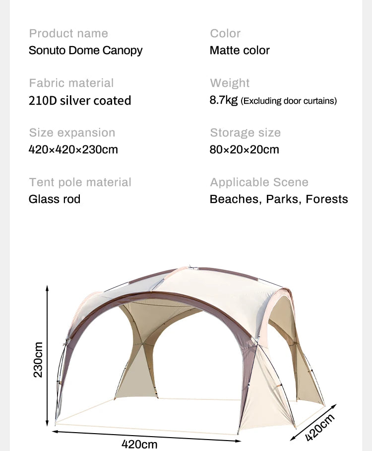 Sonuto Dome Canopy Large Tent Outdoor Extra Large Camping Awning Outdoor Sun Protection Hiking Rainproof Pavilion Anti-Mosquito