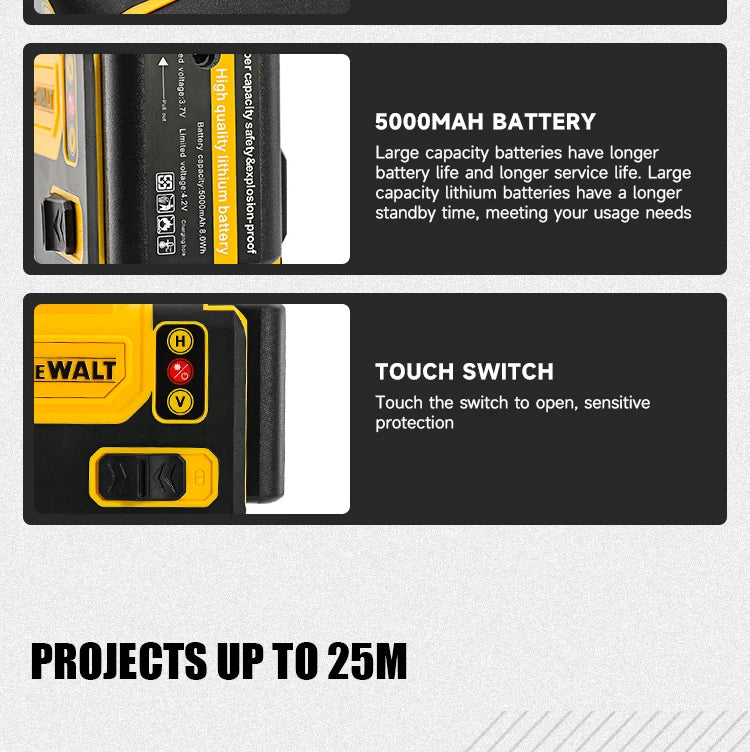 Dewalt 4D 16 Lines Laser Level 360° Horizontal And Vertical Cross Green Light Automatic Self-Leveling Professional Electric Tool
