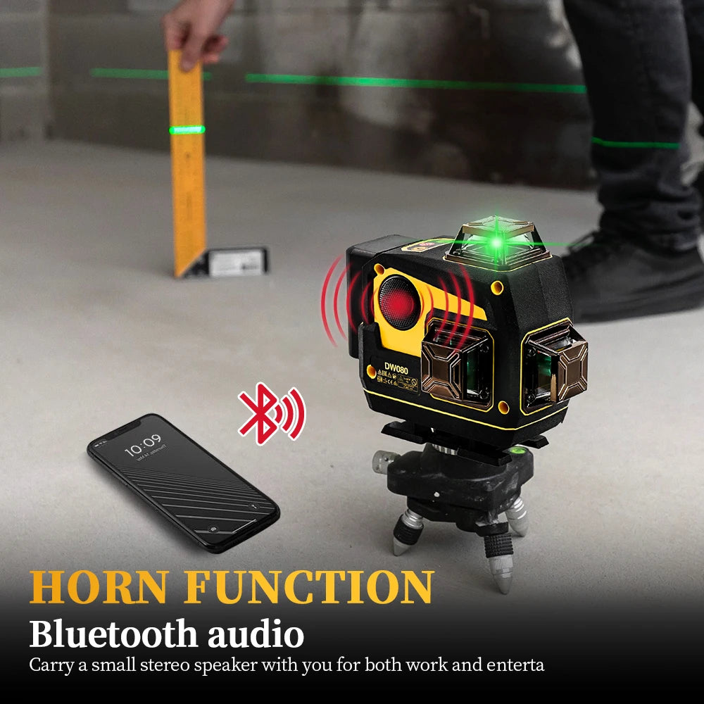 Dewalt 4D 16 Lines Laser Level Horizontal And Vertical With Remote Control And Bluetooth Speaker 360°Self-leveling Laser Levels