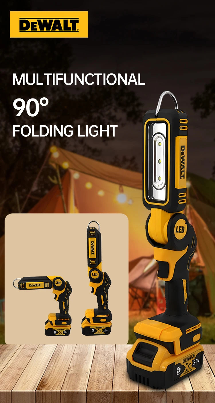 Dewalt LED Lighting Work Light Flashlight 90 Degree Foldable 20V Battery Household Handheld Multifunctional Emergency Light