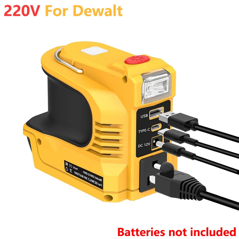 180W Battery Adapter for Dewalt 20V Li-ion Battery with USB&Type-C Fast Charging DC 20V To AC  Power Charger 110V/220V Inverter