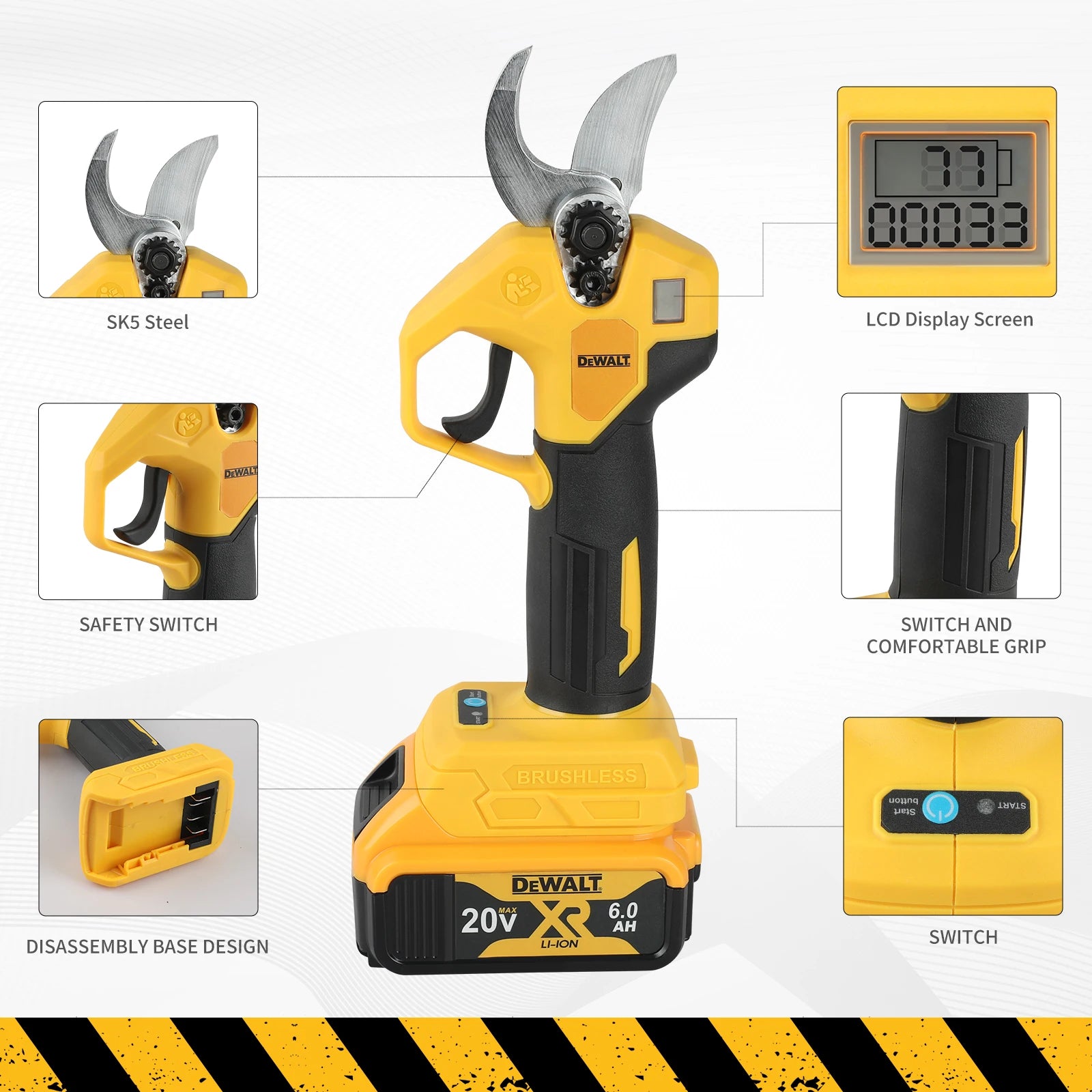 Dewalt Brushless Electric Pruning and Gardening Tool Is Suitable for Pruning Fruit Trees and Comes with An Adaptive Battery