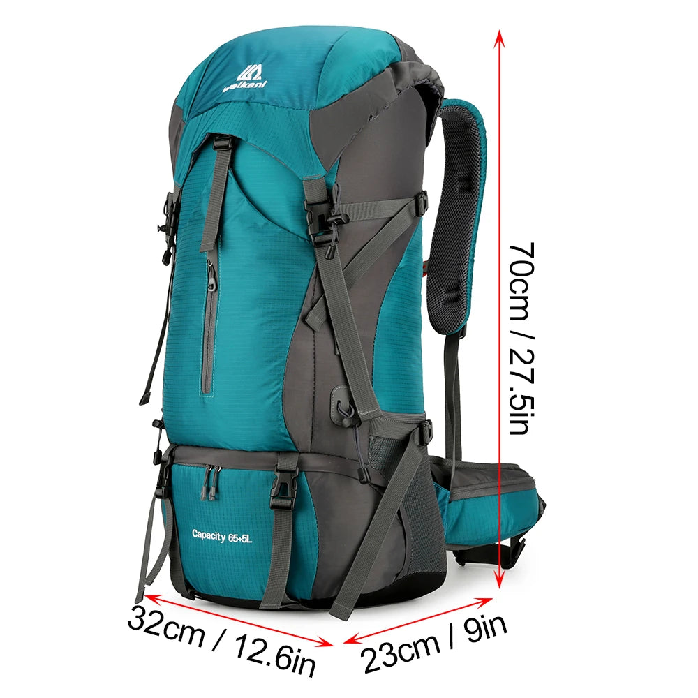 70L Mountaineering Bag Outdoor Sports Backpack Waterproof Hiking Backpack Camping Climbing Rucksack Travel Trekking Rucksack