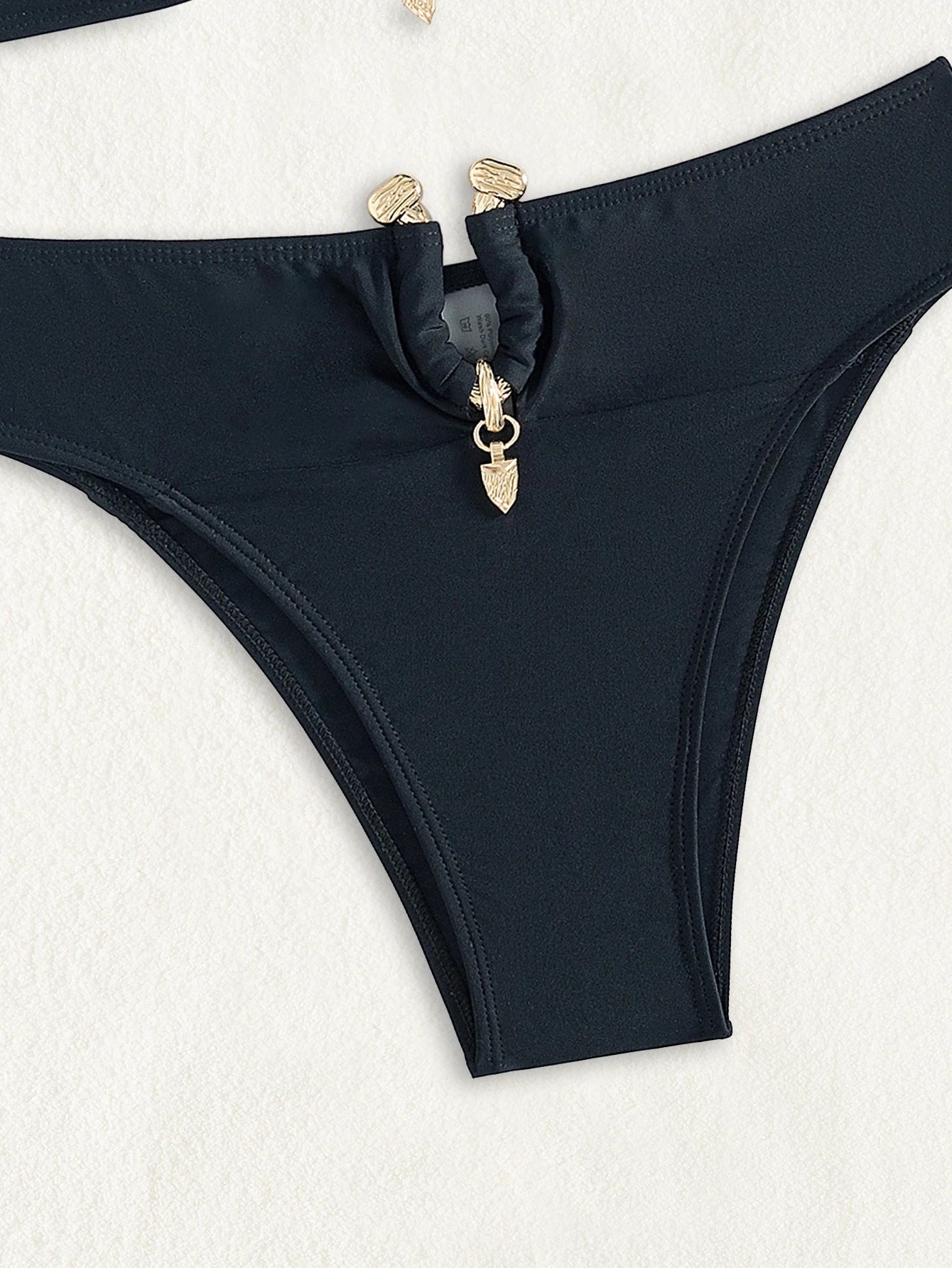 Strapless Solid Split High Waist Swimsuit