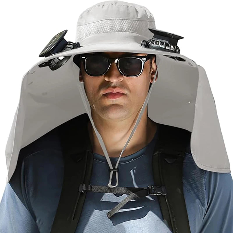 Wide Brim Solar Fan Outdoor Hat
