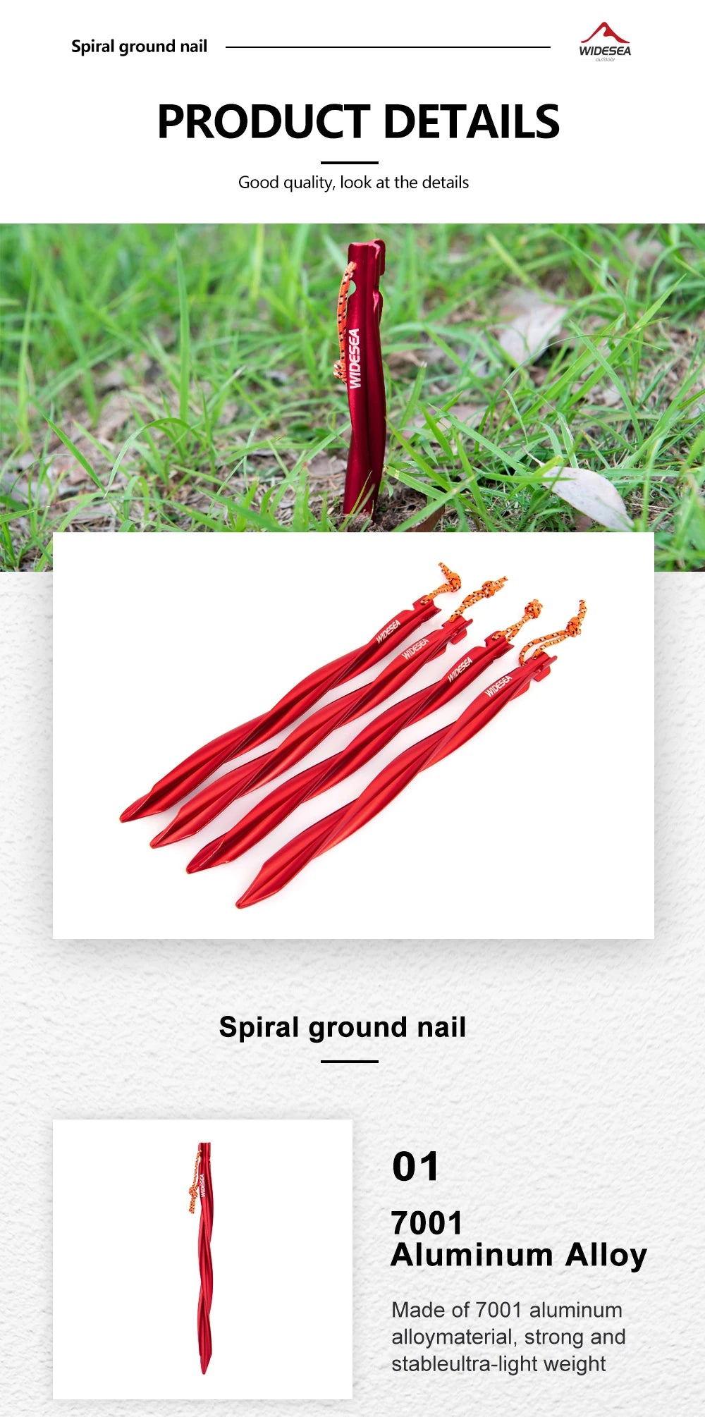 Widesea Camping 4pc/set Tent Pegs Stakes Nails for Hard Snow Floor Outdoor Accessories Shelter Equipment Supplies Hiking Tourist