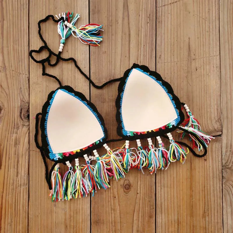 Crochet Rainbows Rasta Tassel Swimsuit