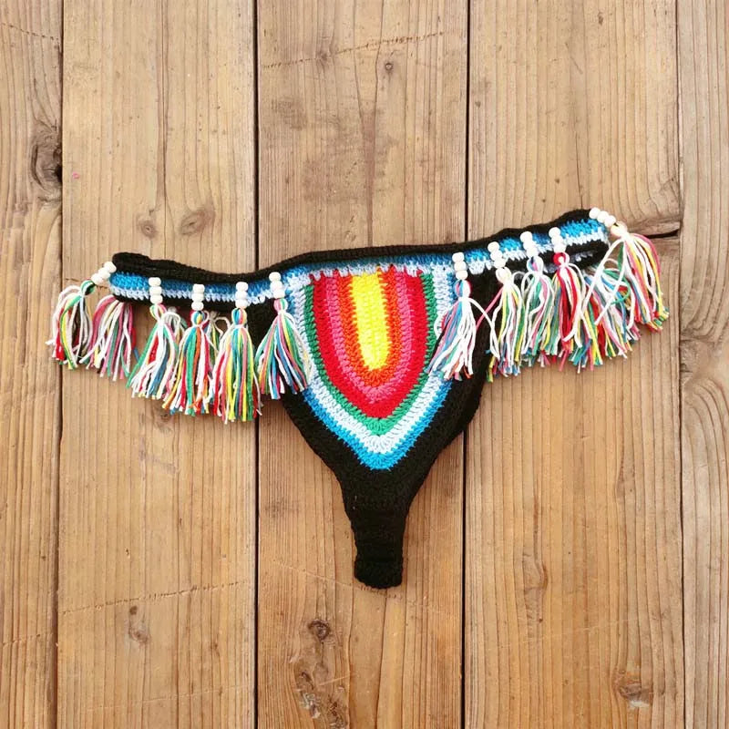 Crochet Rainbows Rasta Tassel Swimsuit