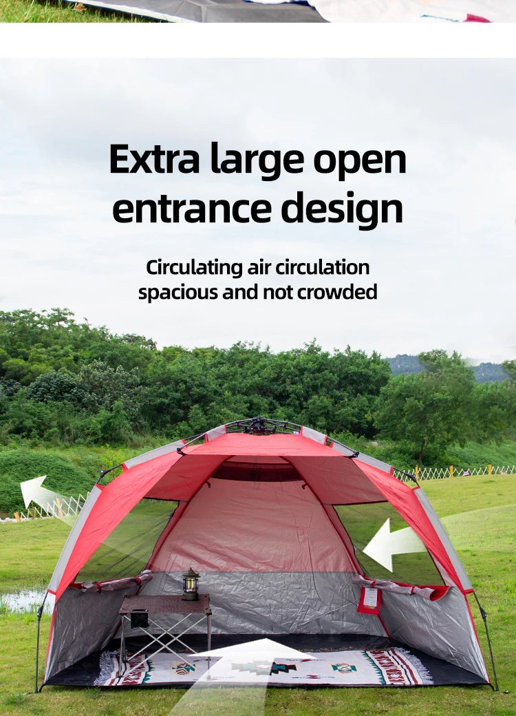 Outdoor 3-4P One-Touch Camping Tent Quick Automatic Opening Beach Fishing Tent Family Travel Picnic Park Anti-UV Shade