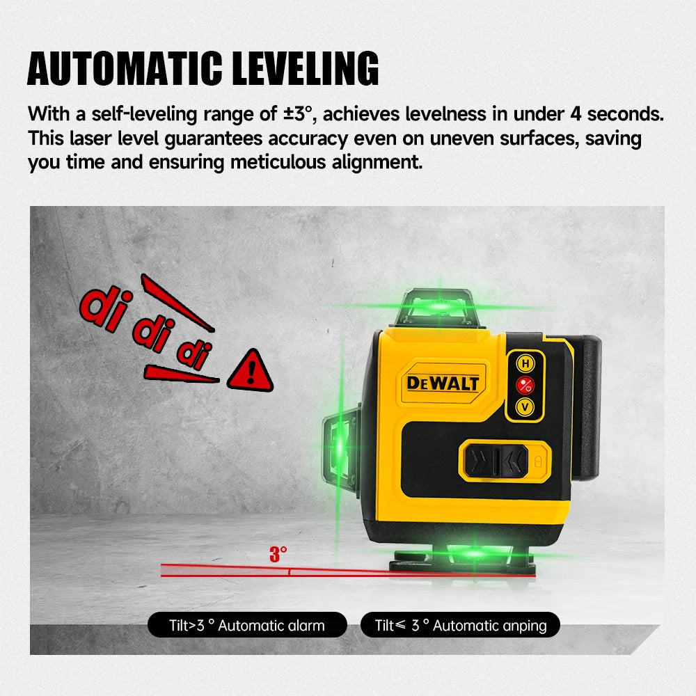 Dewalt 4D 16 Lines Laser Level 360° Horizontal And Vertical Cross Green Light Automatic Self-Leveling Professional Electric Tool