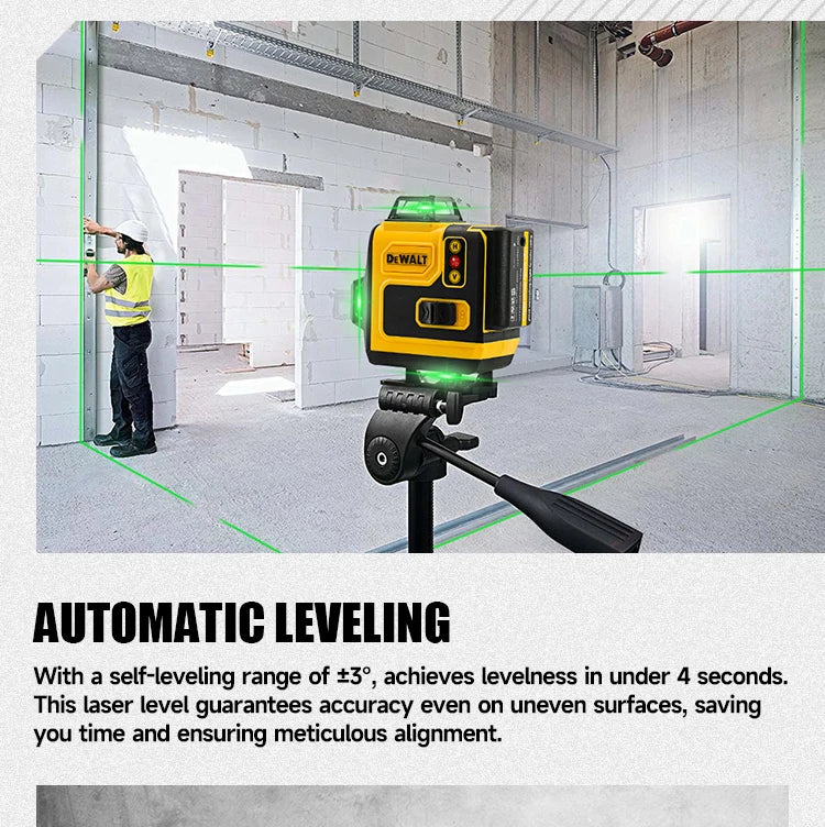 Dewalt 4D 16 Lines Laser Level 360° Horizontal And Vertical Cross Green Light Automatic Self-Leveling Professional Electric Tool