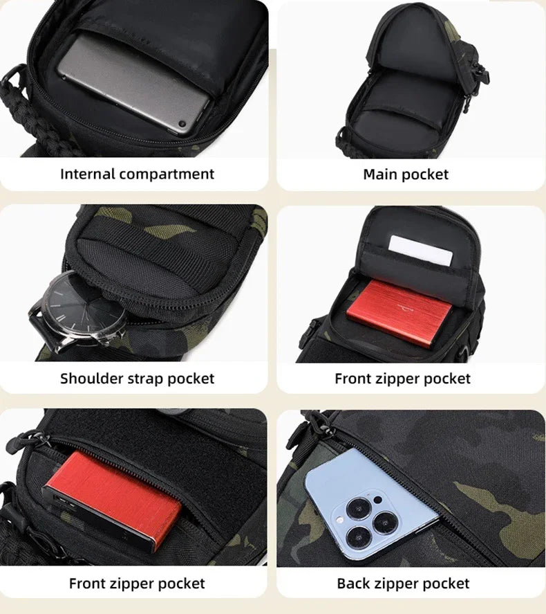 Camping Chest Bag Tactical Backpack for Men Sports Shoulder Outdoor Hiking Climbing Cycling Fishing MOLLE Sling Bag Fanny Pack