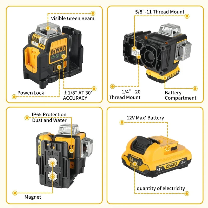 2025 DEWALT  12 Lines 3 Sides*360 laser laser level tools laser leveling tool Laser pointlaser leveling tool