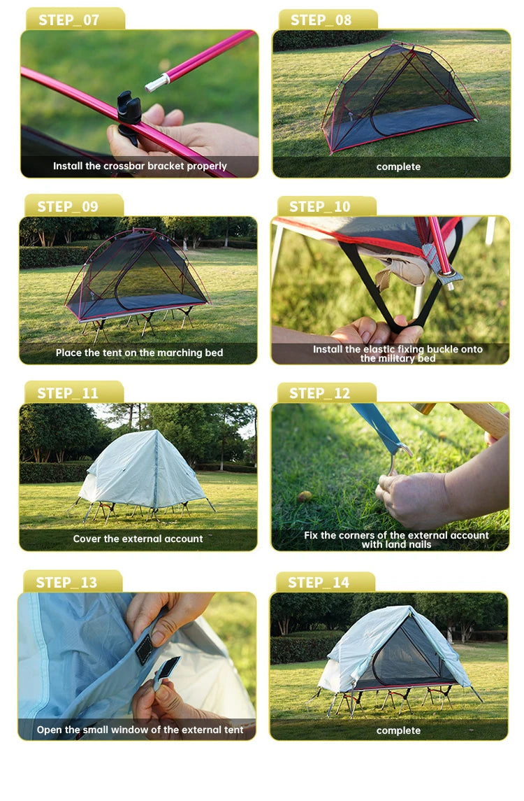Outdoor Camping Tent, Foldable Bunk Bed Tent, Portable Single Person Marching Bed Tent, Mosquito Proof Beach Tent, Hiking Tent