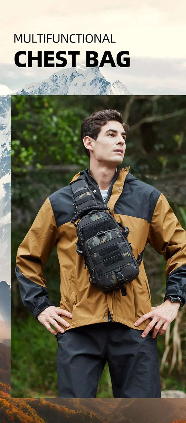 Camping Chest Bag Tactical Backpack for Men Sports Shoulder Outdoor Hiking Climbing Cycling Fishing MOLLE Sling Bag Fanny Pack
