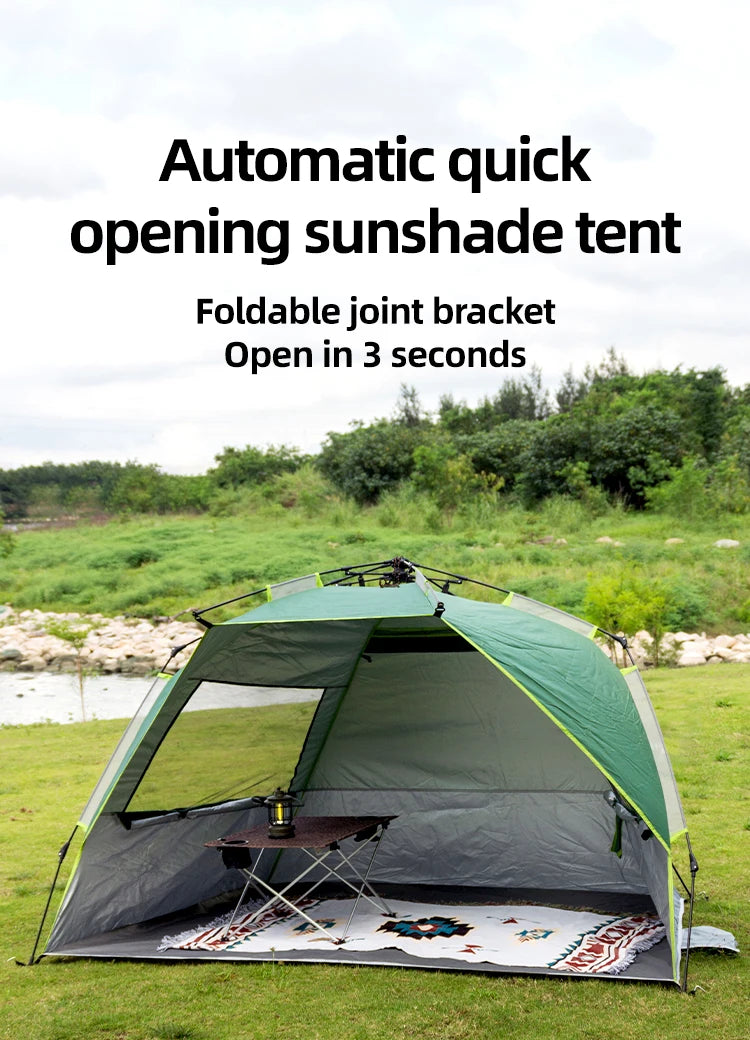 Outdoor 3-4P One-Touch Camping Tent Quick Automatic Opening Beach Fishing Tent Family Travel Picnic Park Anti-UV Shade