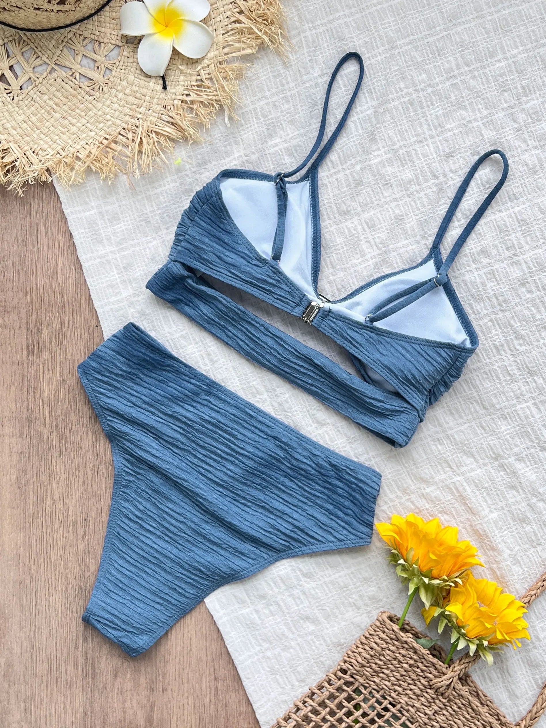 Two Piece High Leg Bikini with Metalic Accent