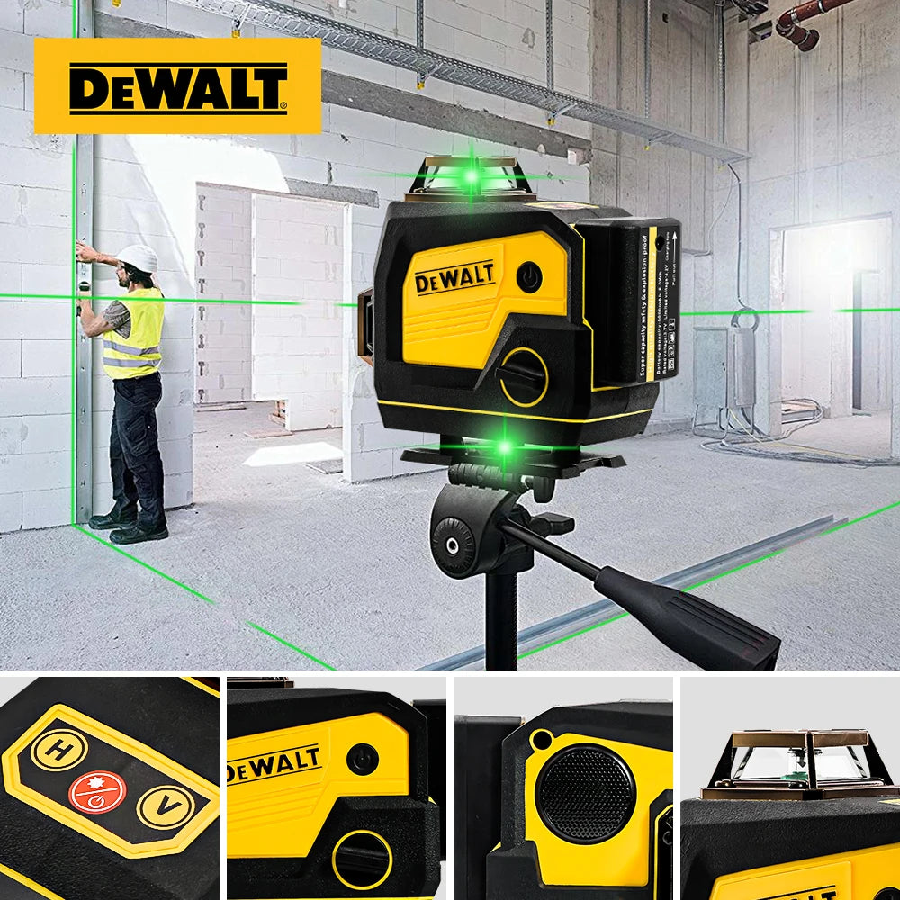 Dewalt 4D 16 Lines Laser Level Horizontal And Vertical With Remote Control And Bluetooth Speaker 360°Self-leveling Laser Levels