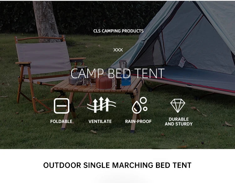 Outdoor Camping Tent, Foldable Bunk Bed Tent, Portable Single Person Marching Bed Tent, Mosquito Proof Beach Tent, Hiking Tent