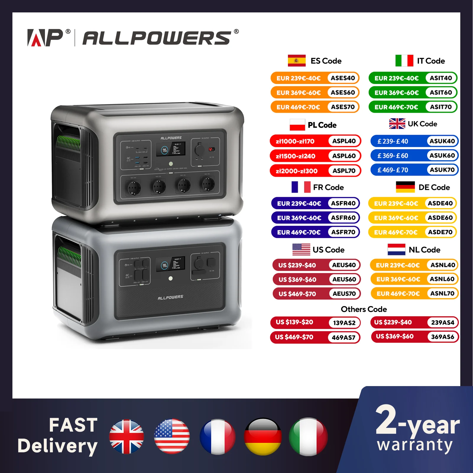 ALLPOWERS R3500 Portable Power Station with B3000 Expandable Battery 3500W 6336Wh LiFePO4 Battery Solar Generator for RV Camping