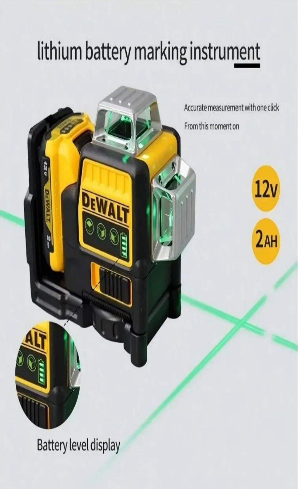 2025 DEWALT  12 Lines 3 Sides*360 laser laser level tools laser leveling tool Laser pointlaser leveling tool