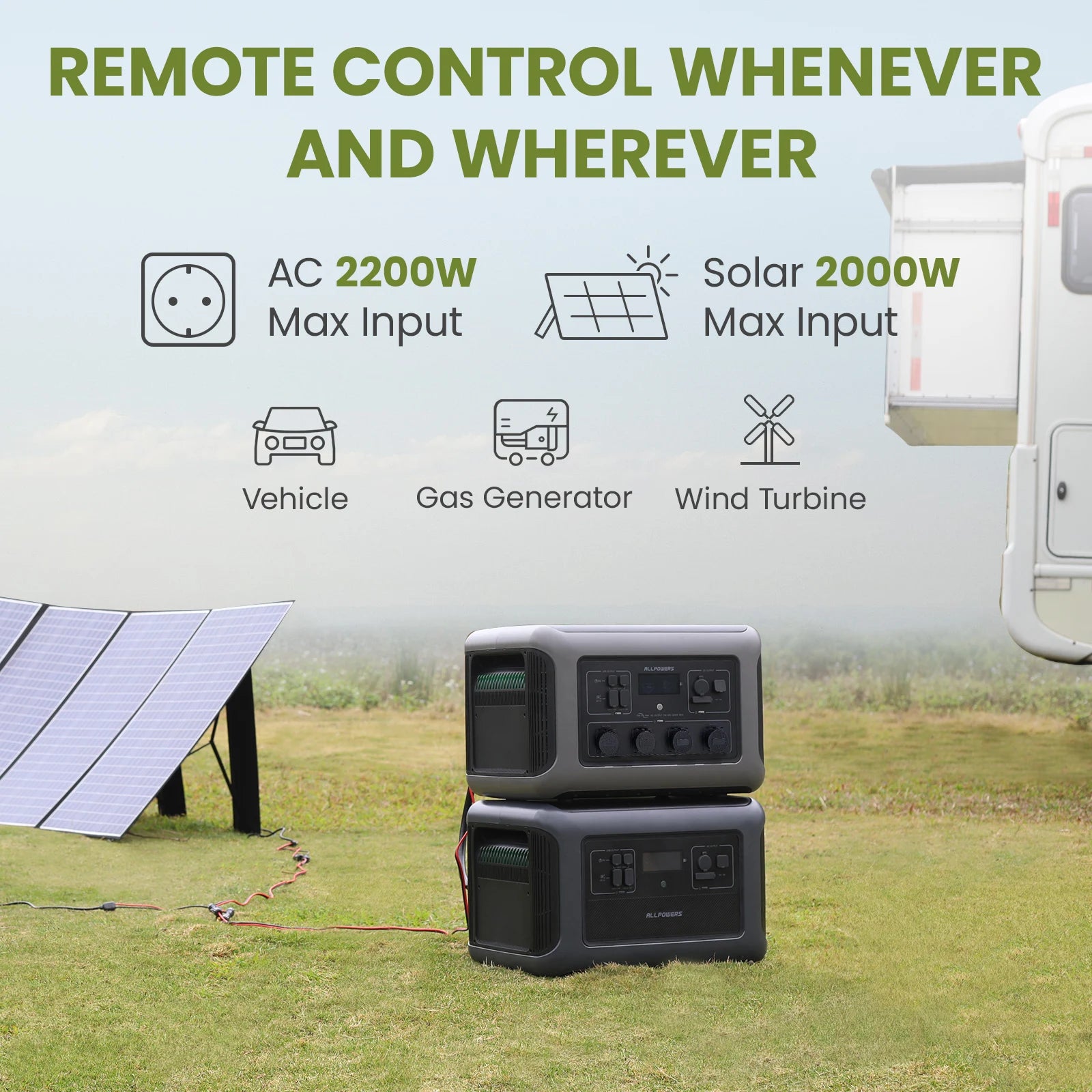 ALLPOWERS R3500 Portable Power Station with B3000 Expandable Battery 3500W 6336Wh LiFePO4 Battery Solar Generator for RV Camping
