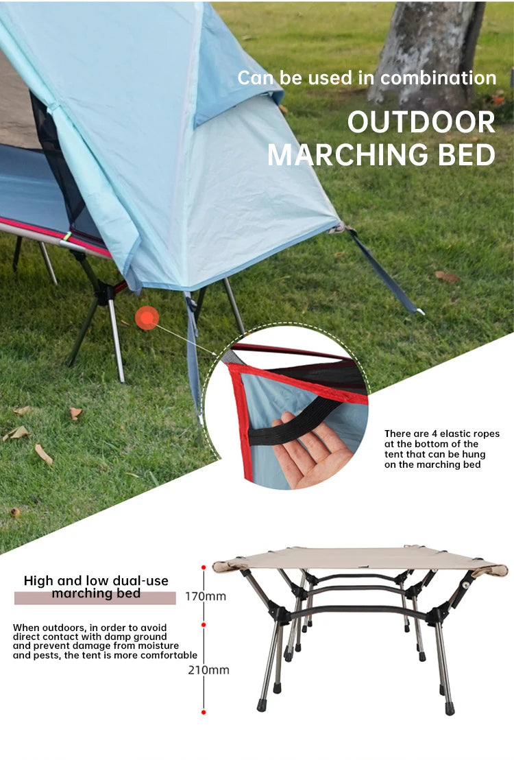 Outdoor Camping Tent, Foldable Bunk Bed Tent, Portable Single Person Marching Bed Tent, Mosquito Proof Beach Tent, Hiking Tent