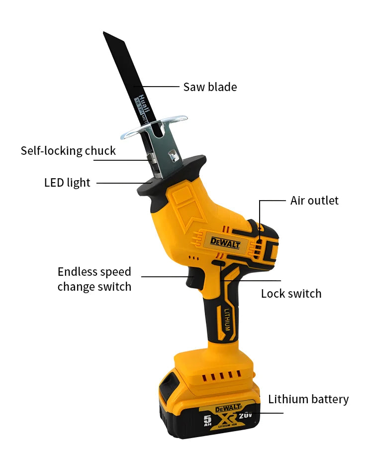 Dewalt 3999W Cordless Electric Reciprocating Saw 20V Brushless Electric Saw Multifunctional Metal Wood Pipe Cutting Saw