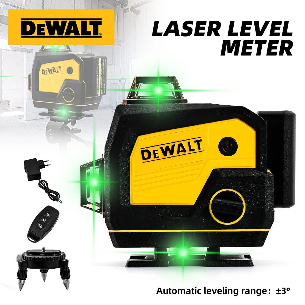 Dewalt 4D 16 Lines Laser Level Horizontal And Vertical With Remote Control And Bluetooth Speaker 360°Self-leveling Laser Levels