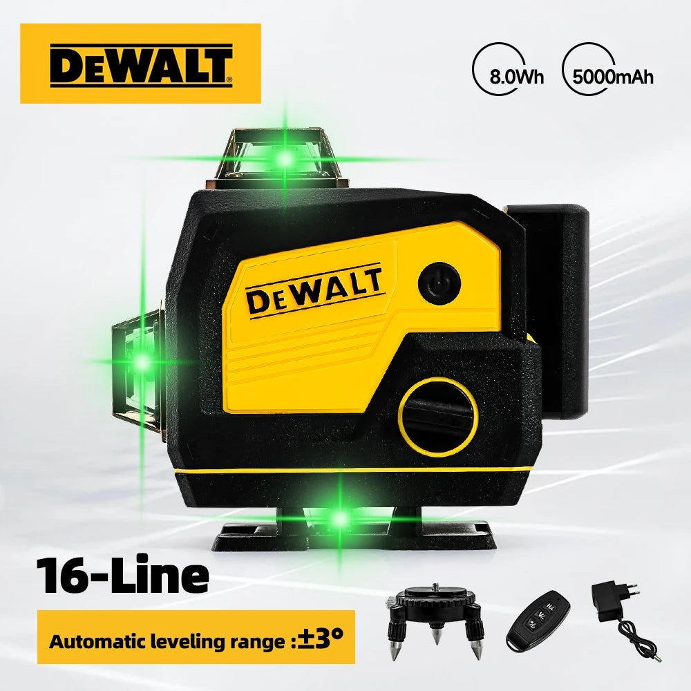 Dewalt 4D 16 Lines Laser Level Horizontal And Vertical With Remote Control And Bluetooth Speaker 360°Self-leveling Laser Levels