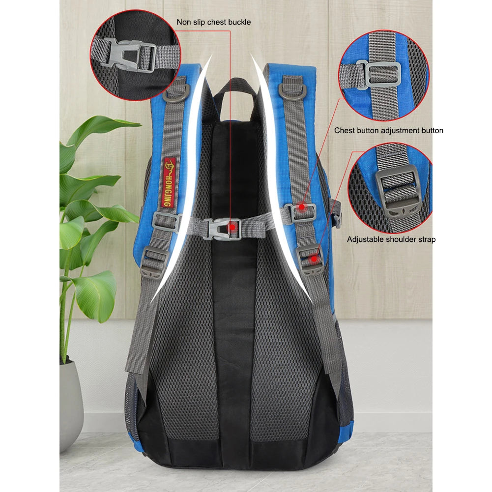 40L Mountaineering Bags Large-capacity Polyester Sports Rucksack with Reflective Tape Men Women Convenient for Climbing Storage