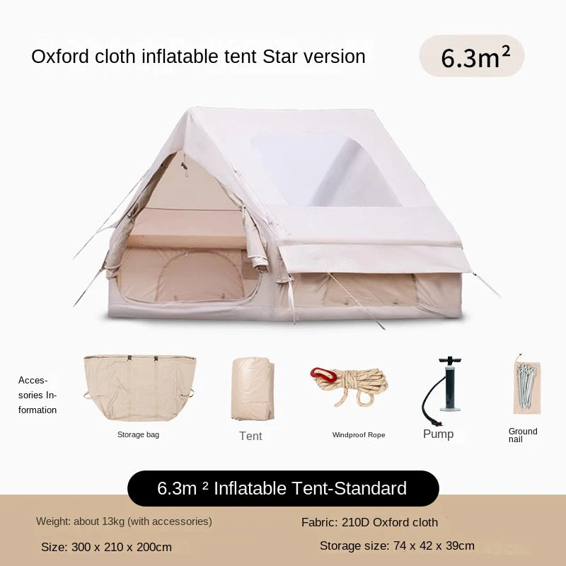 Tent 6.3m² Cabin Folding Full Automatic Inflatable Tent 3-5P Air Tent Waterproof Camping Supplies Quick Opening Camping Tents