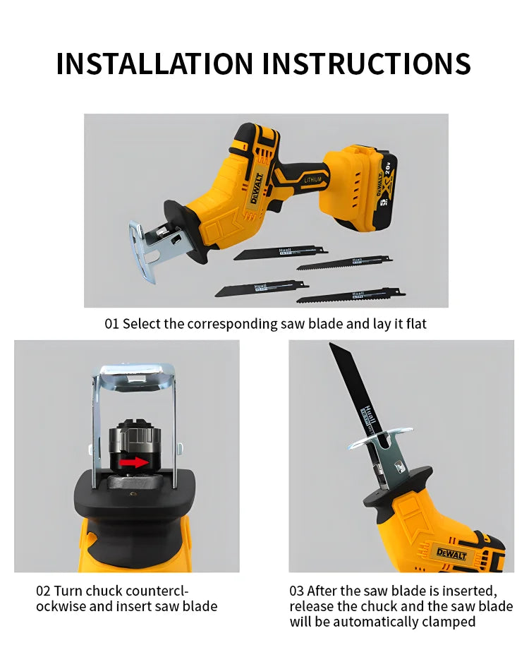 Dewalt 3999W Cordless Electric Reciprocating Saw 20V Brushless Electric Saw Multifunctional Metal Wood Pipe Cutting Saw