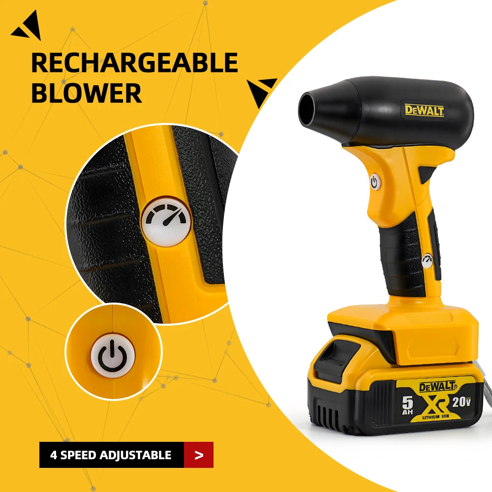 DEWALT 180W Electric Air Blower with 130000 RPM Brushless Motor 4-Speed Control 20V Lithium Battery Rechargeable Power Tools