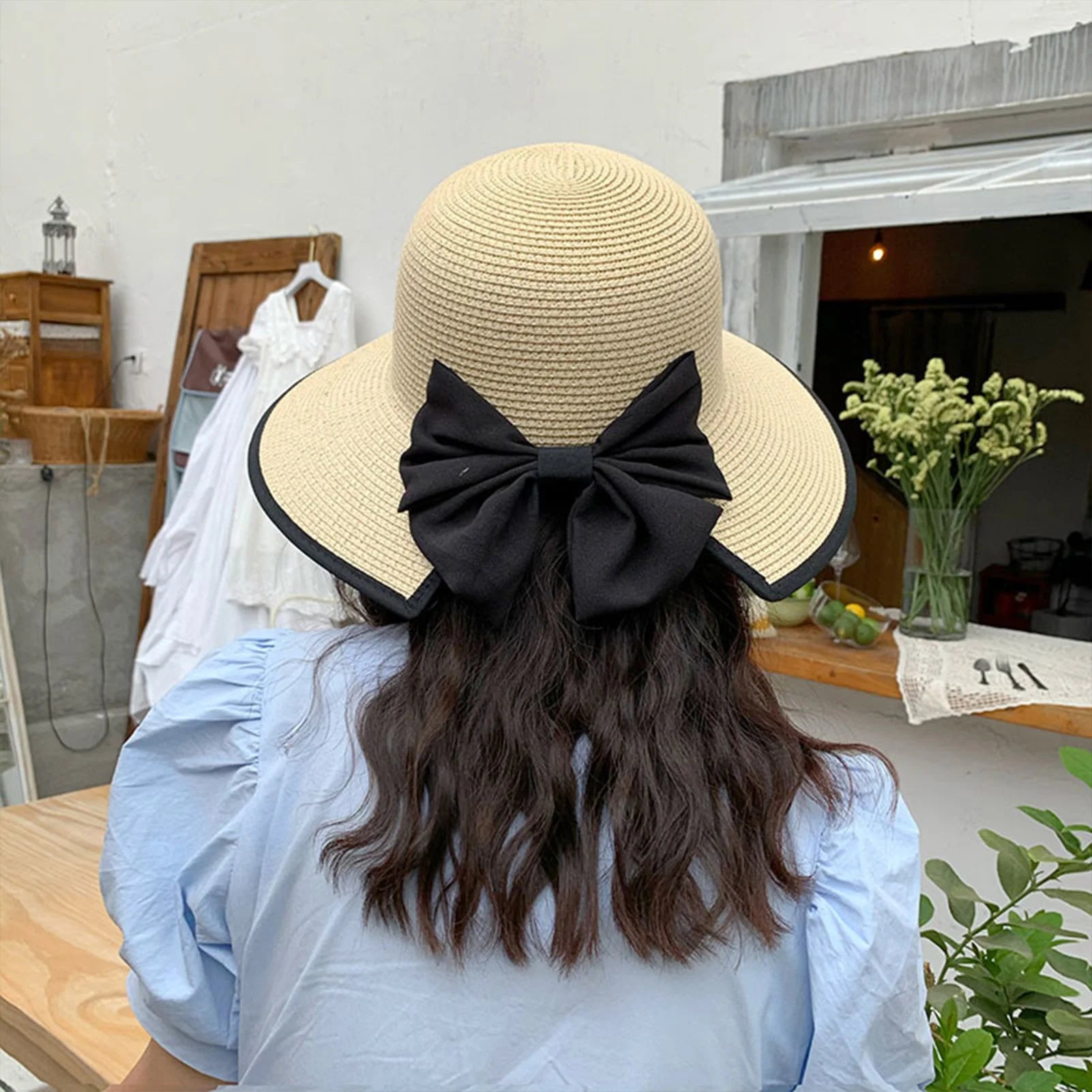 Bowknot Wide Brim Hat