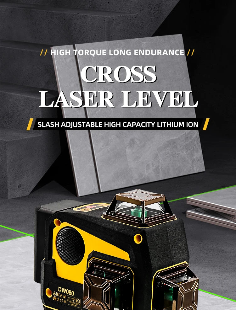 Dewalt 4D 16 Lines Laser Level Horizontal And Vertical With Remote Control And Bluetooth Speaker 360°Self-leveling Laser Levels