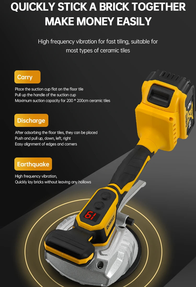 Dewalt 20V Tile Vibrating Tool High Loading Capacity Wall Floor Tile Laying Vibrating Tool 8 Adjustable Slip-proof Tools