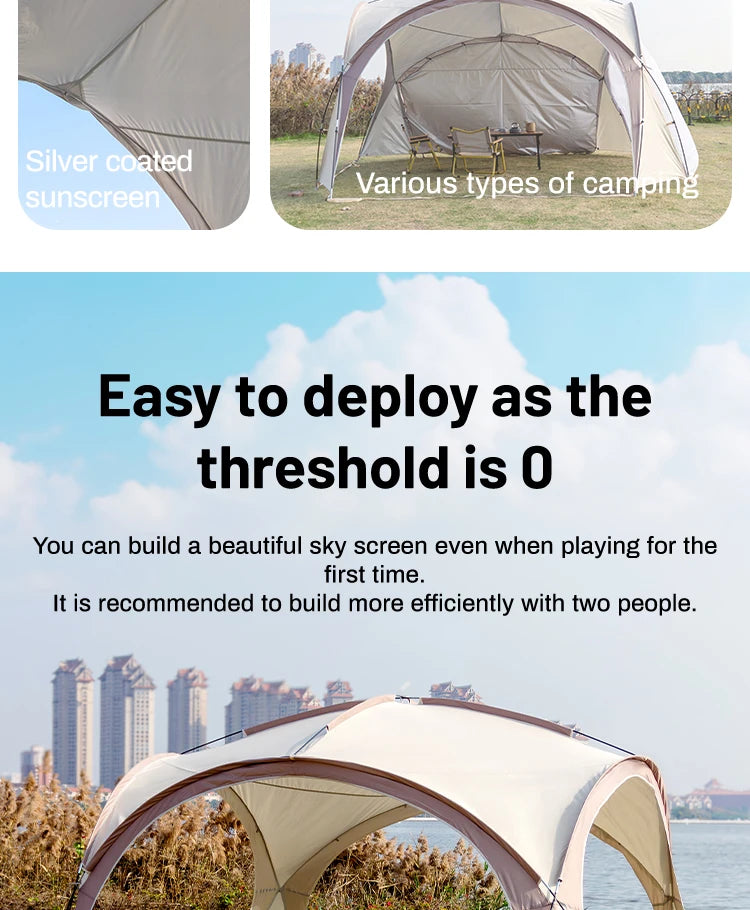 Sonuto Dome Canopy Large Tent Outdoor Extra Large Camping Awning Outdoor Sun Protection Hiking Rainproof Pavilion Anti-Mosquito