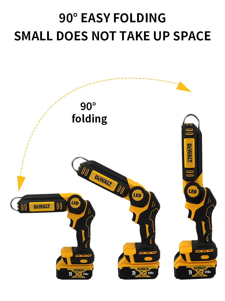 Dewalt LED Lighting Work Light Flashlight 90 Degree Foldable 20V Battery Household Handheld Multifunctional Emergency Light
